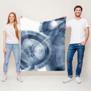 Quasars - Inky Blue Circles Fleece Deken