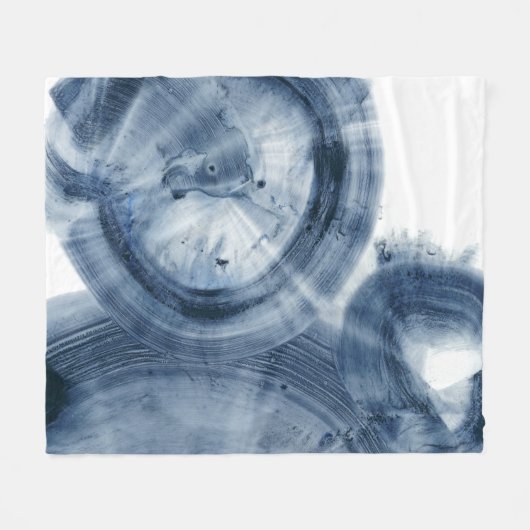 Quasars - Inky Blue Circles Fleece Deken (Voorkant (Horizontaal))