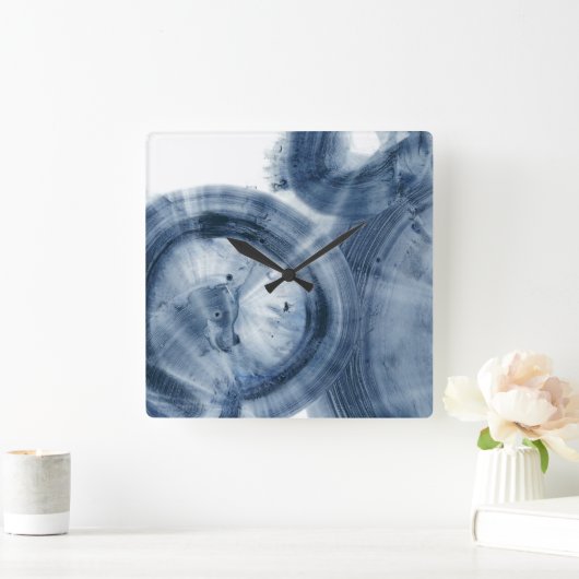 Quasars - Inky Blue Circles Vierkante Klok (Huis)