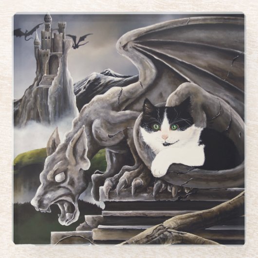 Quasi & Gargoyle Glazen Onderzetter (Voorkant)