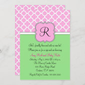 Quatrafoil monogram Sip en Zie Baby uitnodiging (Voorkant / Achterkant)