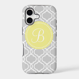 Quatrefoil Aangepast monogram in grijs en geel