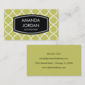 Quatrefoil Background Visitekaartje - olive (Voorkant / Achterkant)