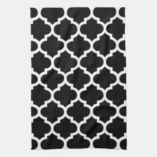 Quatrefoil Black en White Kitchen Towels Theedoek