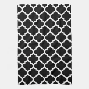 Quatrefoil Black en White Kitchen Towels Theedoek