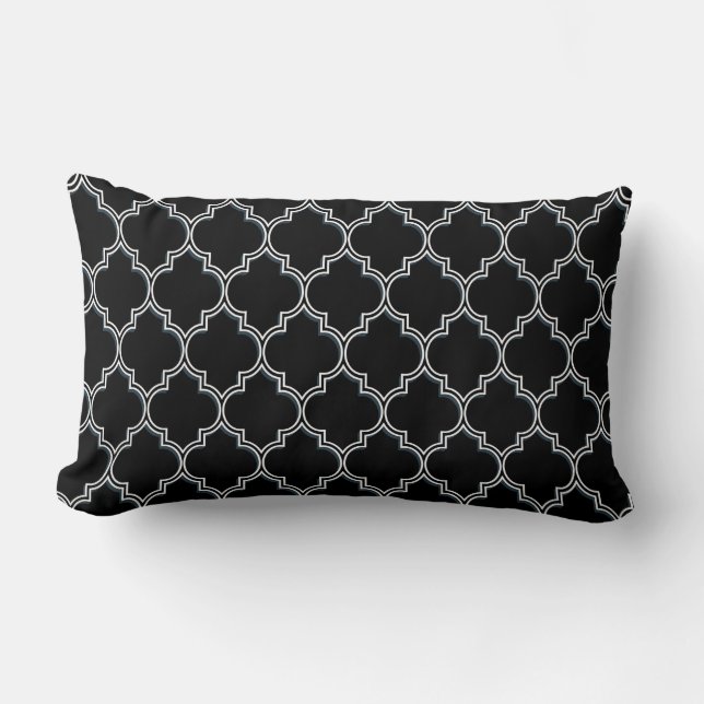 Quatrefoil Black White en Grey Kussens (Voorkant)