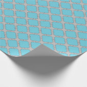 Quatrefoil blauw en grijs cadeaupapier (Hoek)