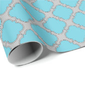 Quatrefoil blauw en grijs cadeaupapier (Rol Hoek)