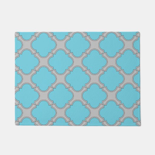 Quatrefoil blauw en grijs deurmat (Voorkant)