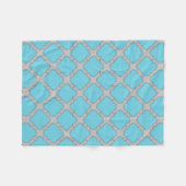 Quatrefoil blauw en grijs fleece deken (Voorkant (Horizontaal))
