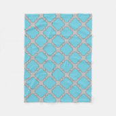 Quatrefoil blauw en grijs fleece deken (Voorkant)