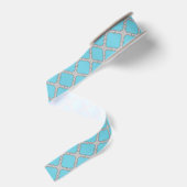 Quatrefoil blauw en grijs grosgrain lint (Achterkant)