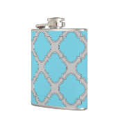 Quatrefoil blauw en grijs heupfles (Links)