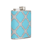 Quatrefoil blauw en grijs heupfles (Rechts)