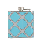 Quatrefoil blauw en grijs heupfles (Achterkant)