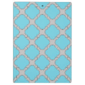 Quatrefoil blauw en grijs klembord (Achterkant)