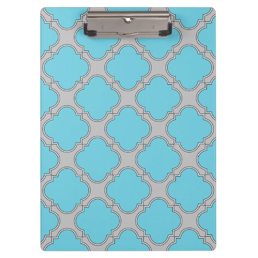 Quatrefoil blauw en grijs klembord (Voorkant)