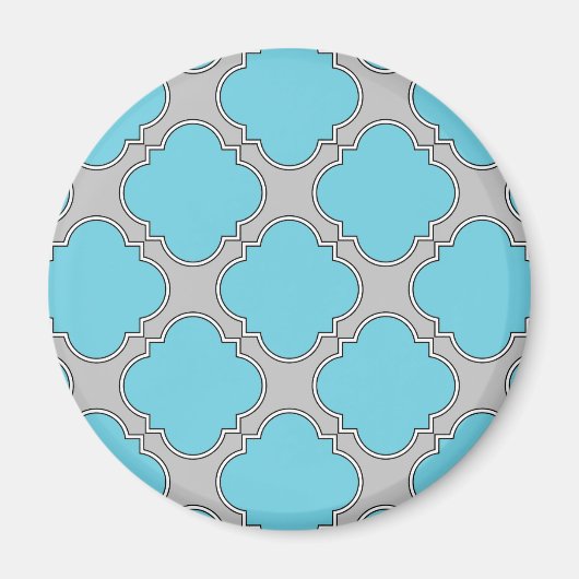 Quatrefoil blauw en grijs magneet (Voorkant)