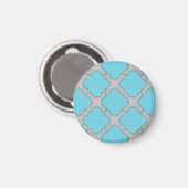 Quatrefoil blauw en grijs magneet (Voorkant / Achterkant)