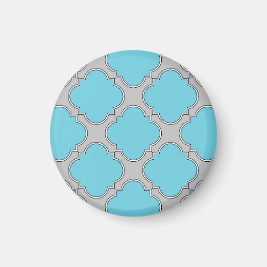 Quatrefoil blauw en grijs magneet (Voorkant)
