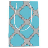 Quatrefoil blauw en grijs medium cadeauzakje (Voorkant)
