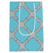Quatrefoil blauw en grijs medium cadeauzakje (Achterkant)
