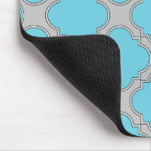 Quatrefoil blauw en grijs muismat (Hoek)