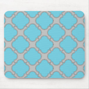 Quatrefoil blauw en grijs muismat