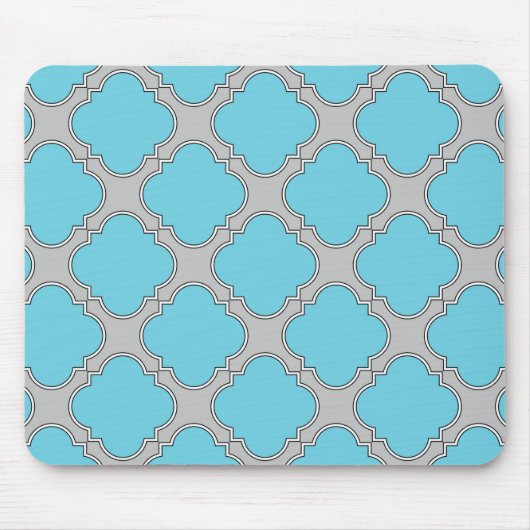 Quatrefoil blauw en grijs muismat (Voorkant)