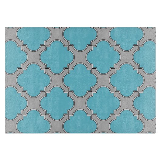 Quatrefoil blauw en grijs snijplank (Voorkant)