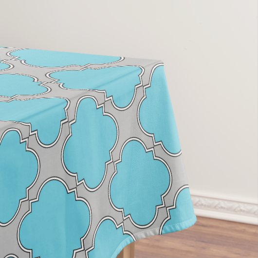 Quatrefoil blauw en grijs tafelkleed (Voorbeeld)