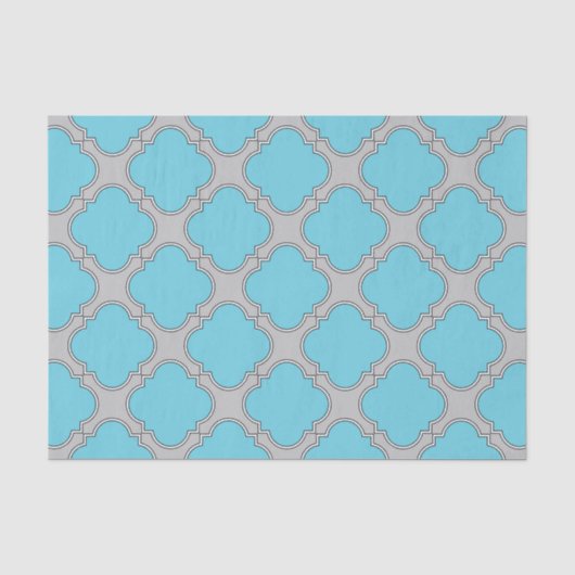 Quatrefoil blauw en grijs tissuepapier (Voorkant)