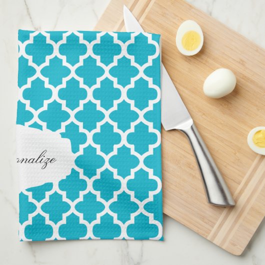 Quatrefoil blauw en wit | DIY-kleur Theedoek (Quarter Fold)