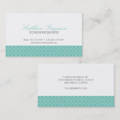 Quatrefoil blauwgroen blauwe klaver modern patroon visitekaartje (Voorkant / Achterkant)