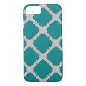 Quatrefoil blauwgroen en grijs Case-Mate iPhone case (Achterkant)