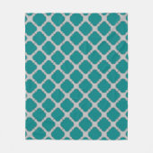 Quatrefoil blauwgroen en grijs fleece deken (Voorkant)