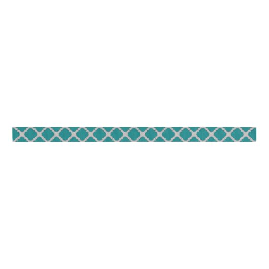 Quatrefoil blauwgroen en grijs grosgrain lint (Voorkant)