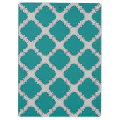 Quatrefoil blauwgroen en grijs klembord (Achterkant)