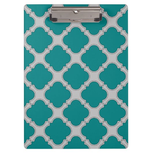 Quatrefoil blauwgroen en grijs klembord (Voorkant)