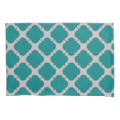 Quatrefoil blauwgroen en grijs kussensloop (Voorkant)