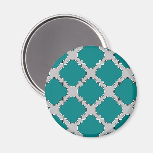 Quatrefoil blauwgroen en grijs magneet (Voorkant / Achterkant)