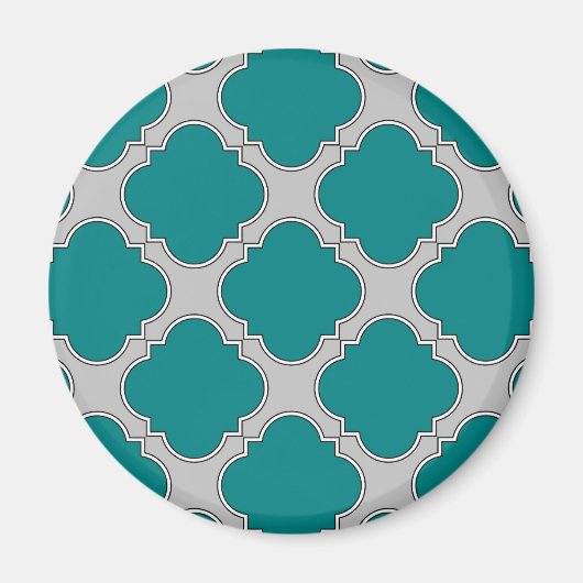 Quatrefoil blauwgroen en grijs magneet (Voorkant)