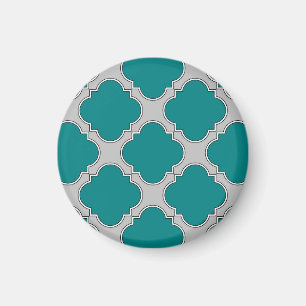 Quatrefoil blauwgroen en grijs magneet