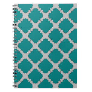 Quatrefoil blauwgroen en grijs notitieboek