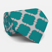 Quatrefoil blauwgroen en grijs stropdas (Opgerold)