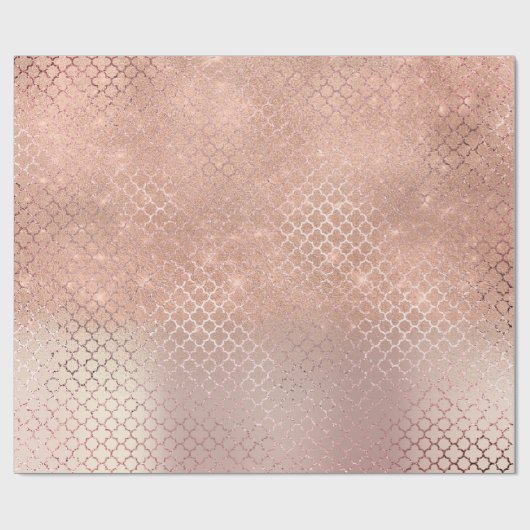 Quatrefoil Bride 16e Roos Gold Blush Bridal Spark Cadeaupapier (Vlak)