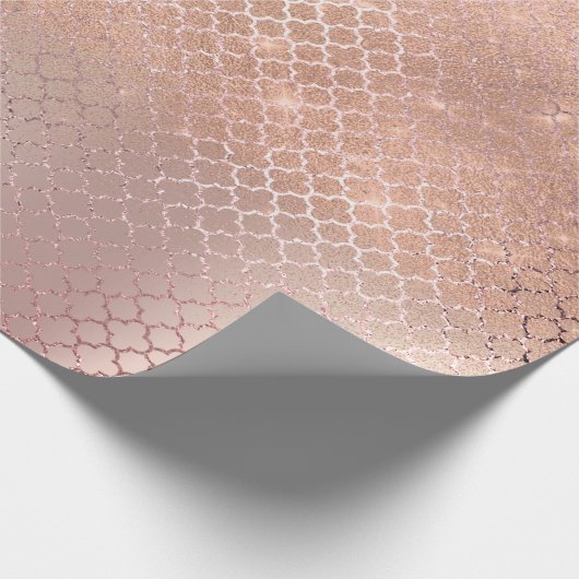 Quatrefoil Bride 16e Roos Gold Blush Bridal Spark Cadeaupapier (Hoek)