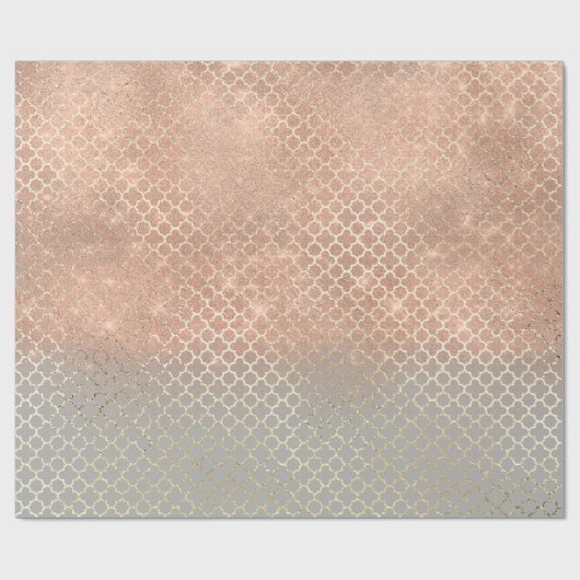 Quatrefoil bruid 16e Roos Gold Blush Bridal Grey Cadeaupapier (Vlak)