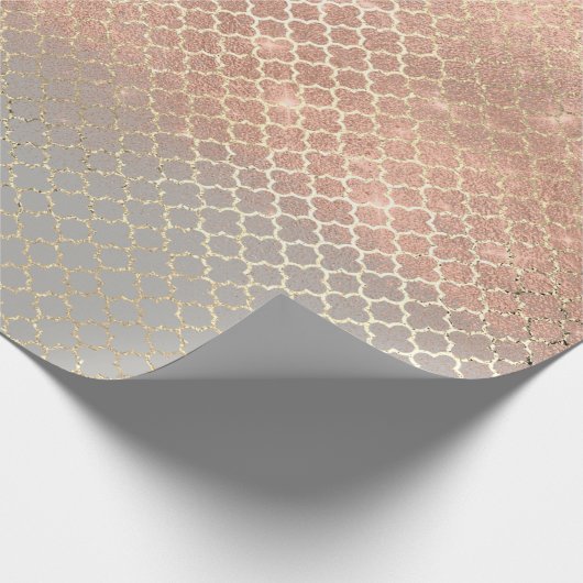 Quatrefoil bruid 16e Roos Gold Blush Bridal Grey Cadeaupapier (Hoek)