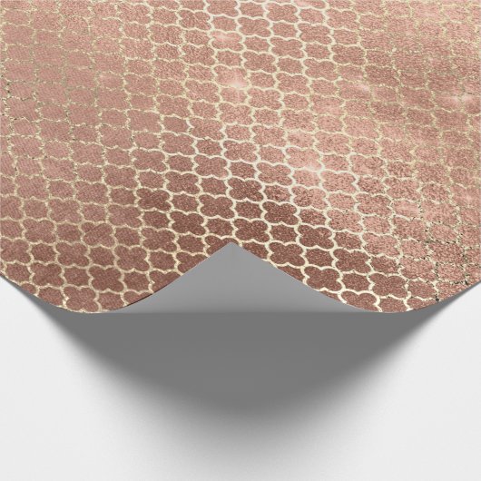 Quatrefoil bruid 16e Roos gouden blush bruids cott Cadeaupapier (Hoek)
